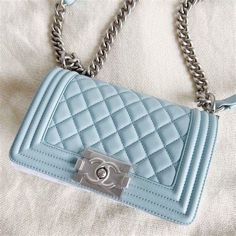 chanel baby blue bag|chanel boy bag with handle.